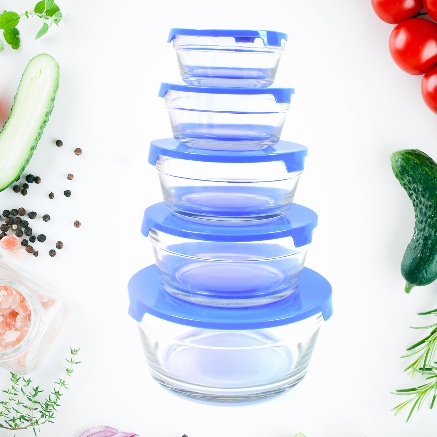 Glass Bowl Set – 5-Piece Modern Storage | Organivo - Image 3