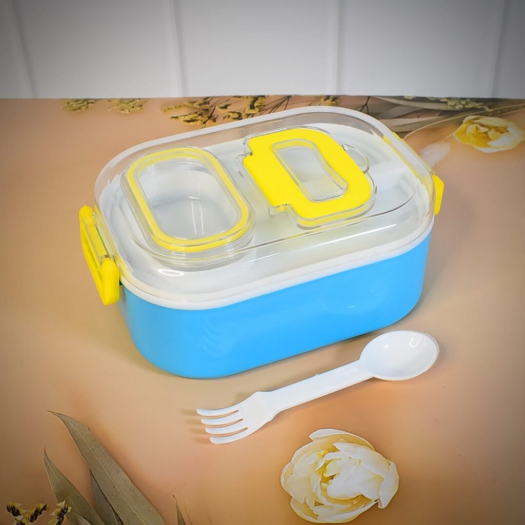 Kids Lunch Box - Durable Plastic with Spoon & Fork | Lunchie Bunchie