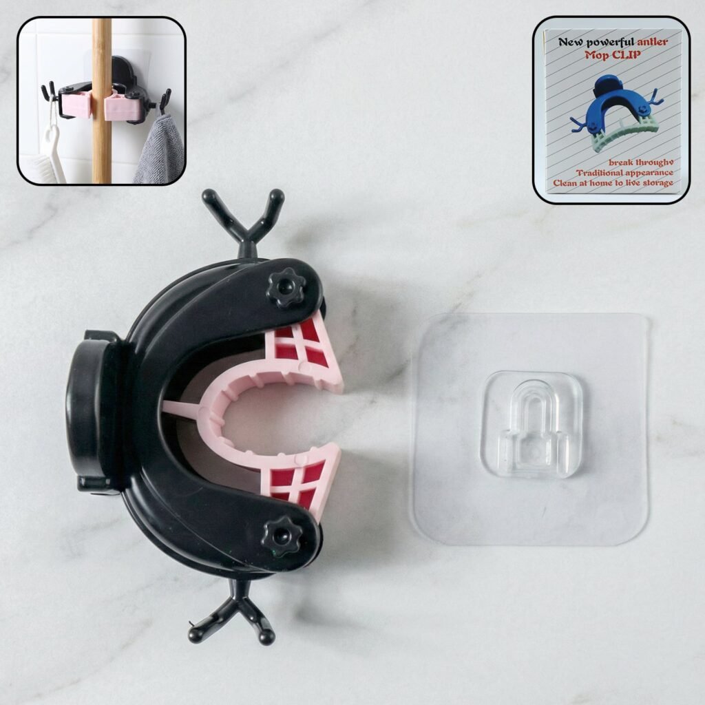 Antler Style Wall Mounted Mop & Broom Holder – Adjustable Grip, No Drills