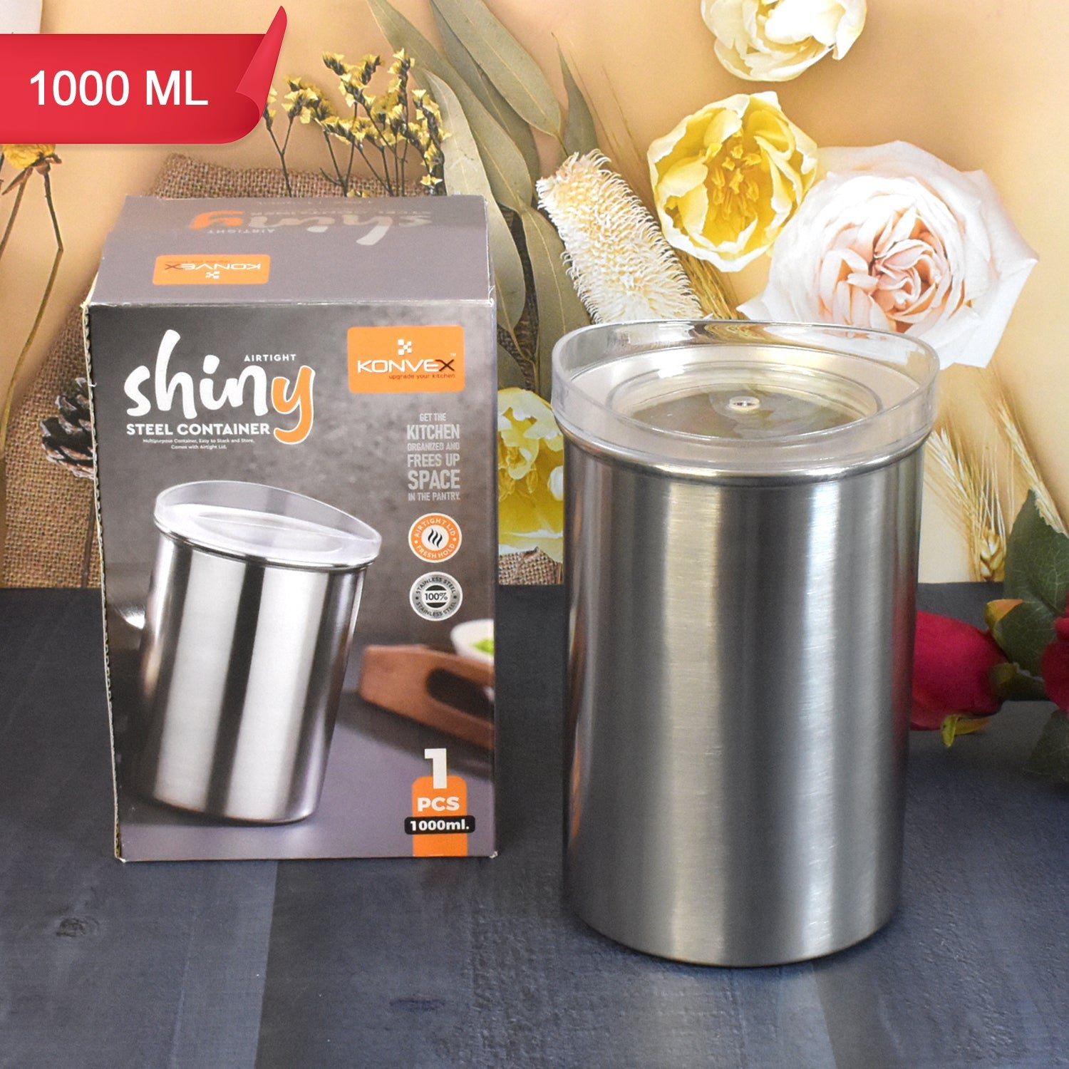 Stainless Steel Airtight Container - 1000 ML with Lid | Konvex - Image 3