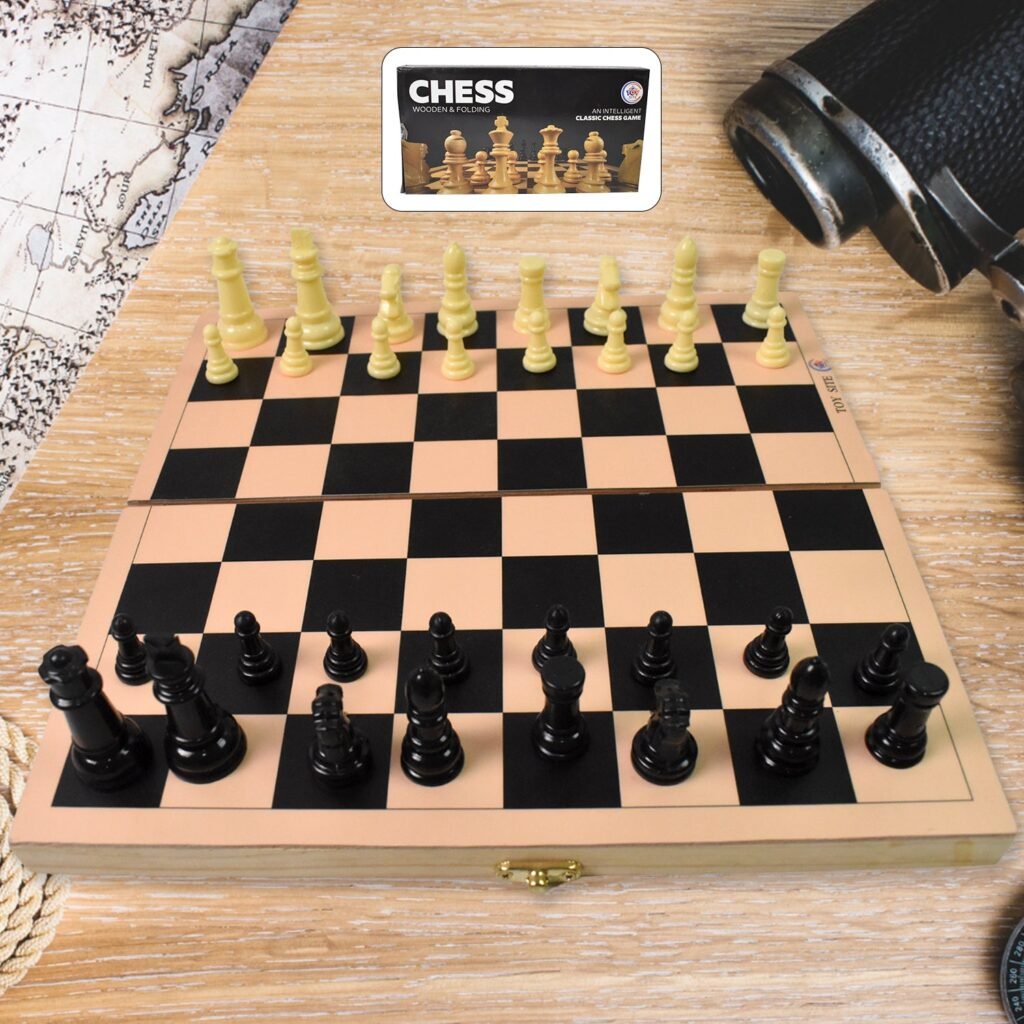 Folding Wooden Chess Set - Portable 30x30cm Board | Boardoria