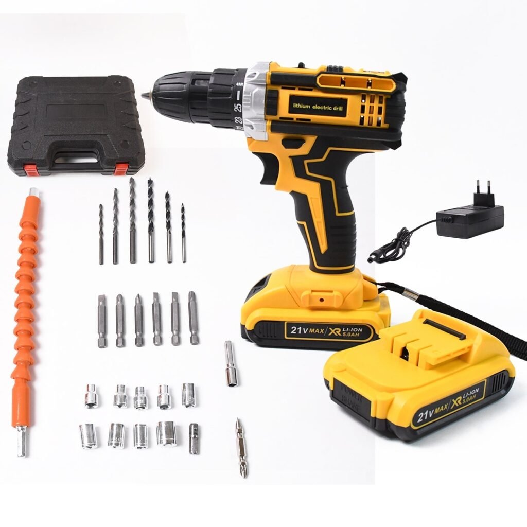 Cordless Drill Set - 21V Lithium Double Battery Kit | PowerXpert