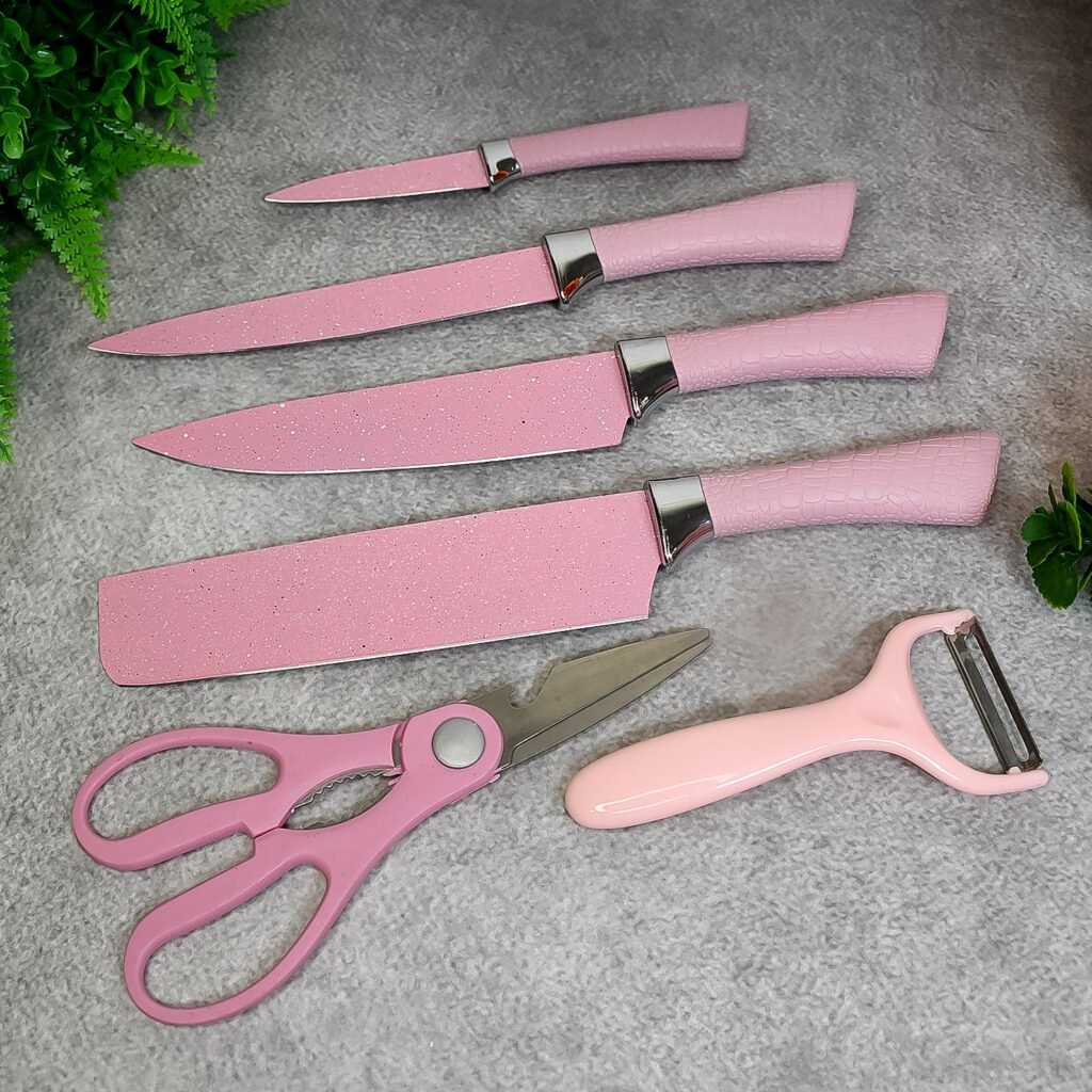 Chef Knife Set - 6 Pcs Stainless Steel Ceramic Coated | Quickslice