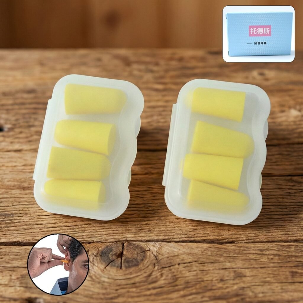 Noise Reduction Ear Plugs – Soft Foam with Compact Case (4 Pair)