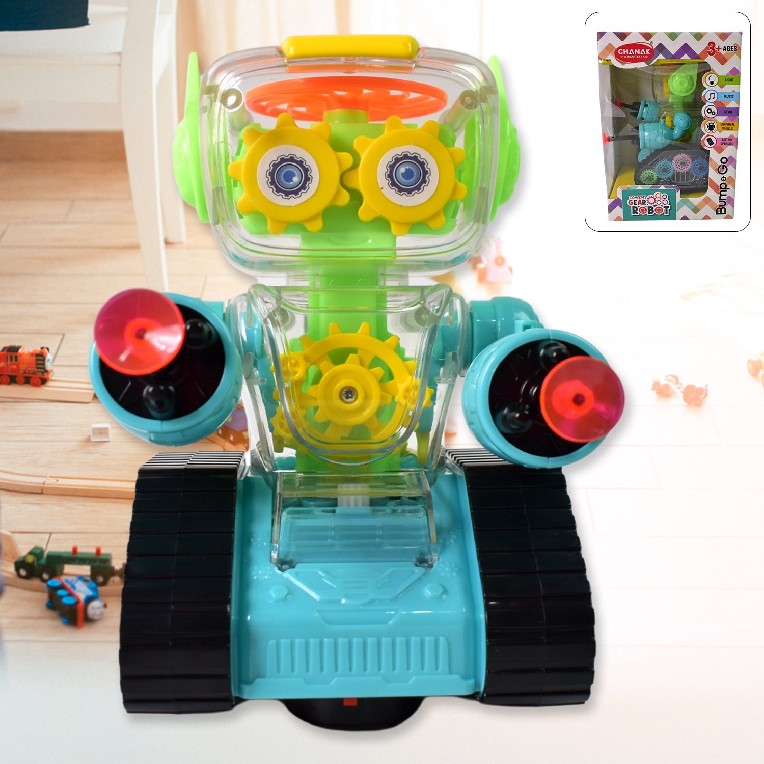 Transparent Gear Robot Car - Lights, Sound & Gears | Aditi - Image 3