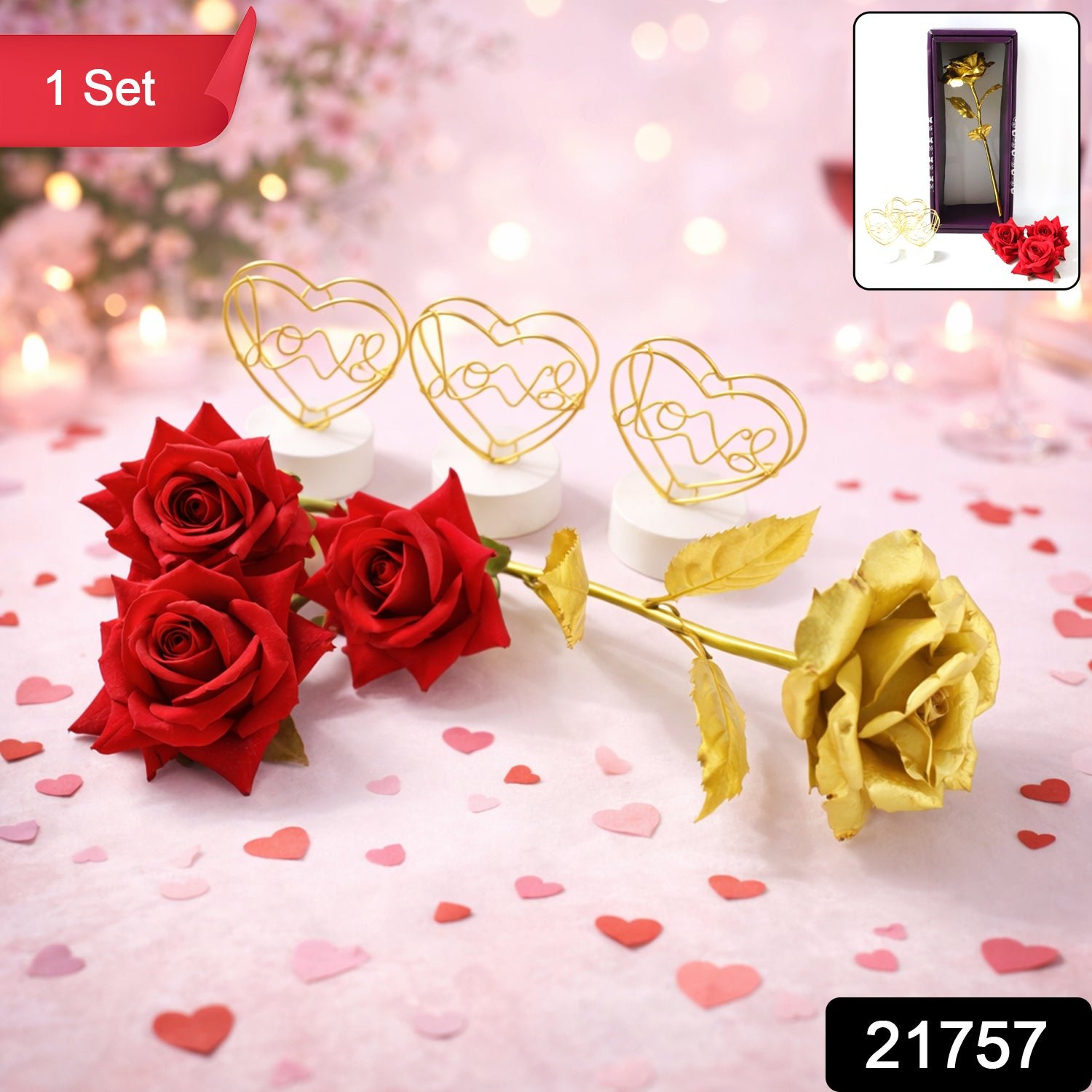 Romantic Heart Love Table Decor – Elegant Rose Gift Set - Image 2