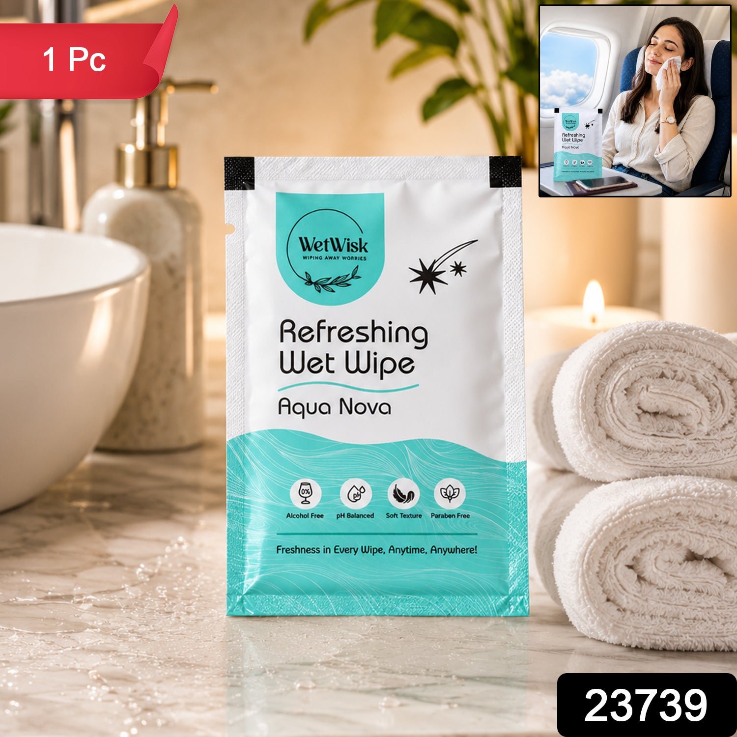 Aqua Nova Refreshing Wet Wipe – Gentle & Travel-Friendly Cleansing - Image 2