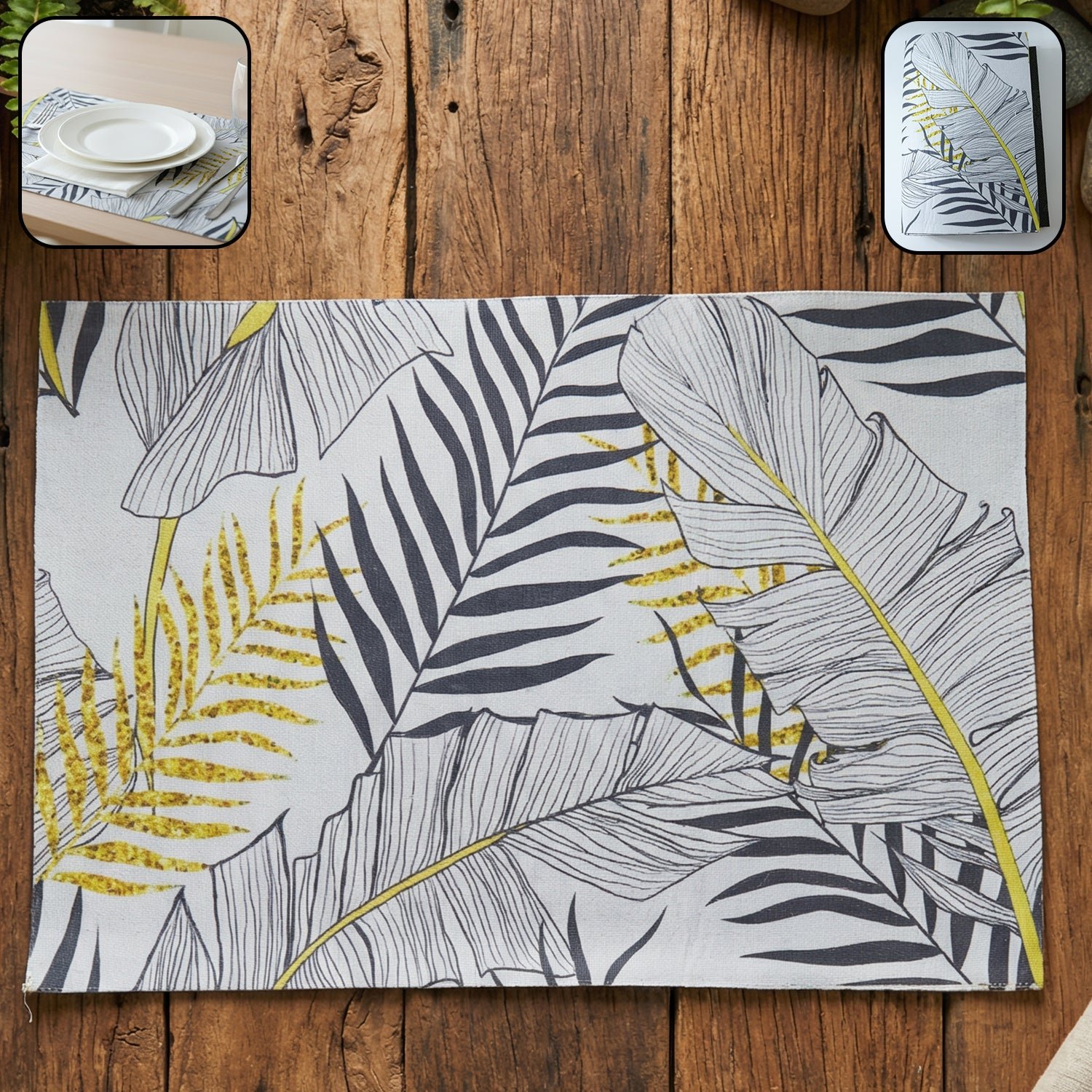 Reversible Dining Table Placemat – Elegant Leaf Design - Image 3