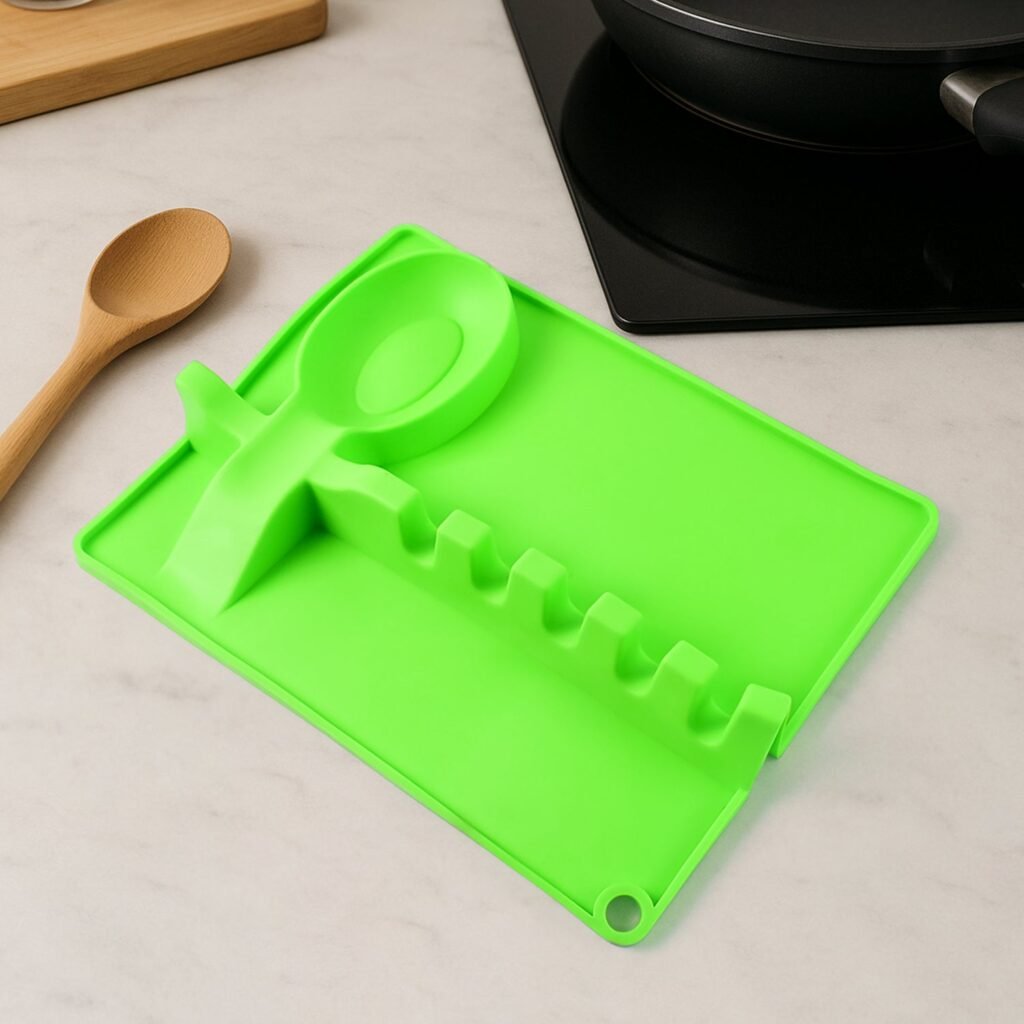 Silicone Spoon Rest - 4-Slot Utensil Holder & Spatula Rack | Quickslice