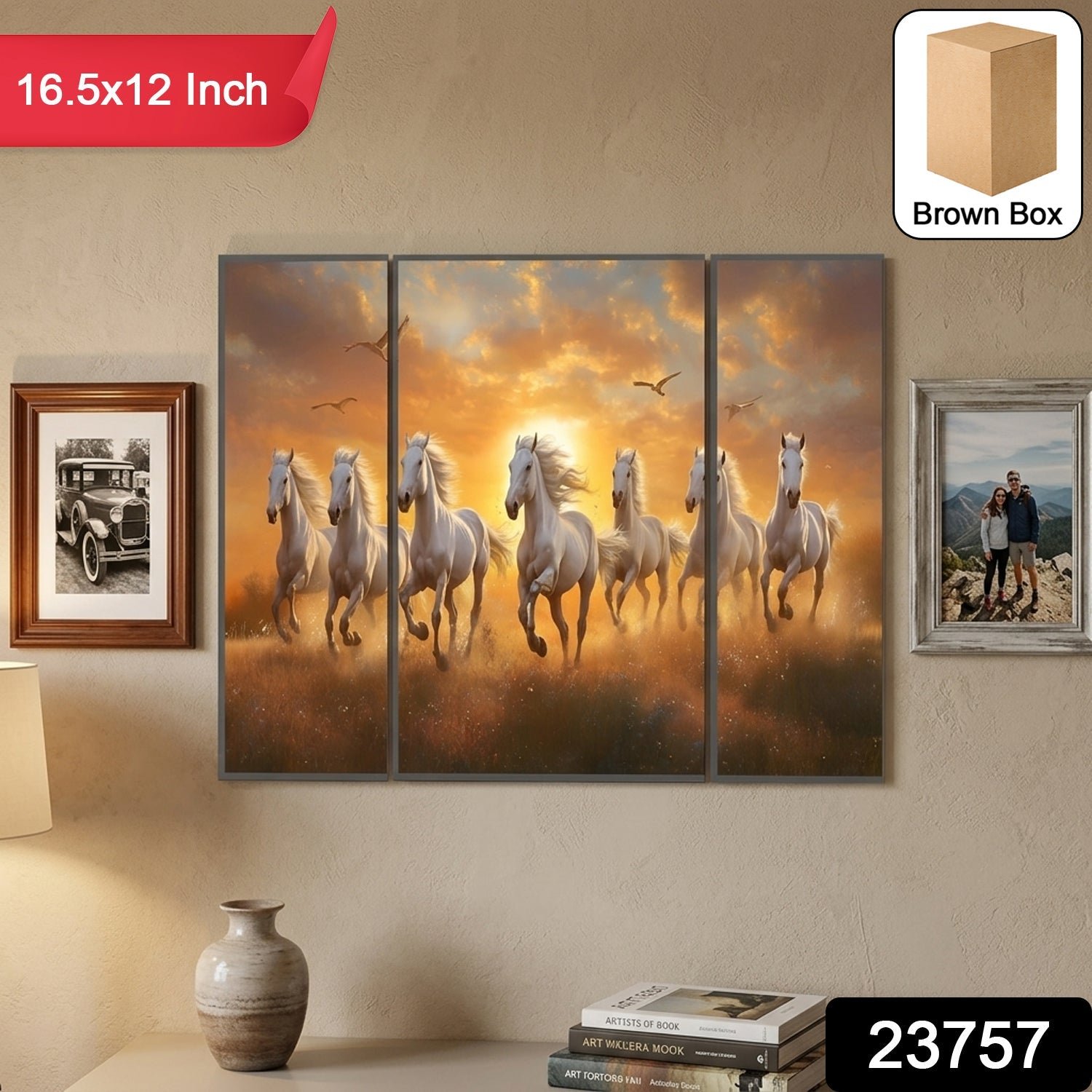 Horses Sunset Wall Art – Vibrant 3-Panel MDF Canvas for Home Decor - Image 2
