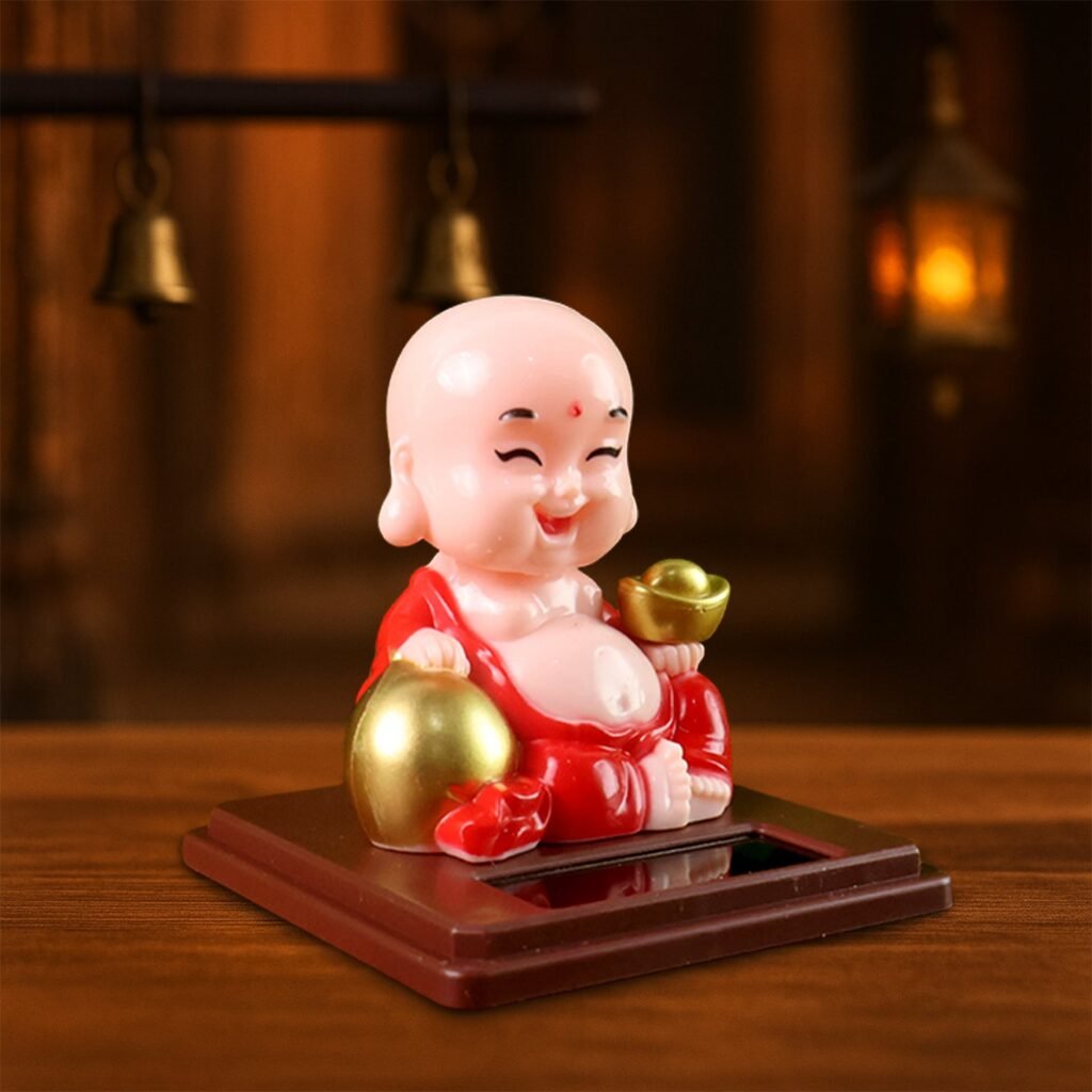 Solar Buddha Car Ornament - Moving Head Dashboard Decor | PowerXpert