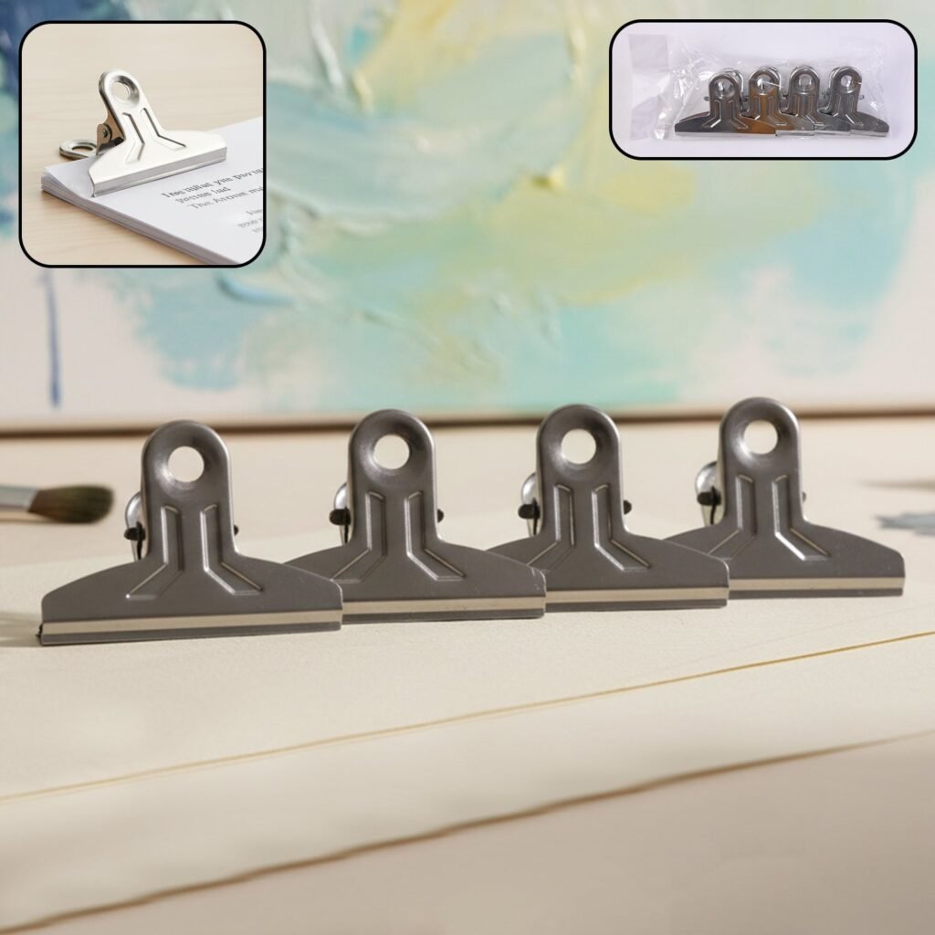 Heavy Duty Metal Paper Clamp Clips – Strong Grip & Durable 4 Pc Set