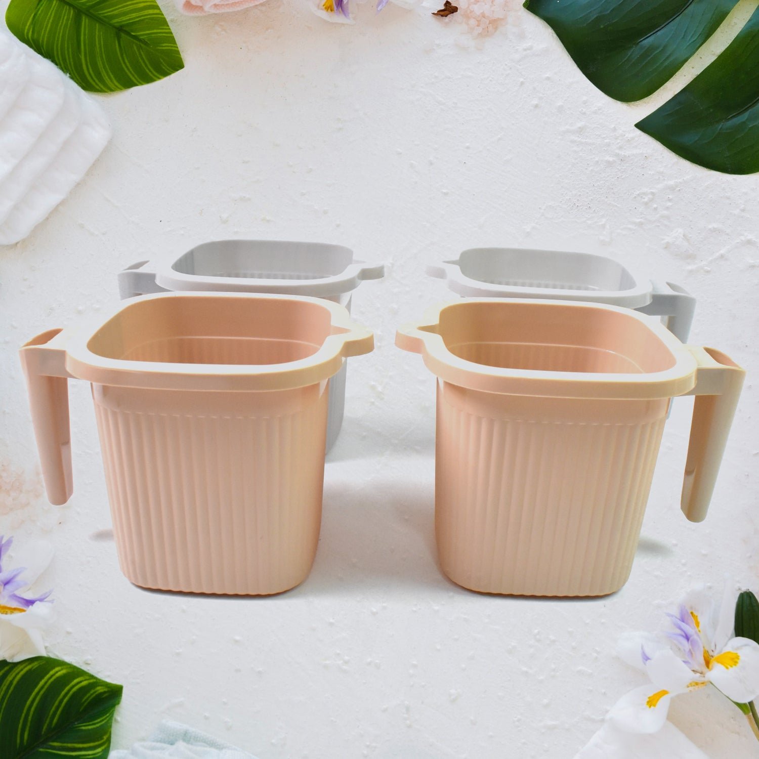 Plastic Bath Mug Set - Square, 1000ml (4 Pc) | Mini Bubbles - Image 2