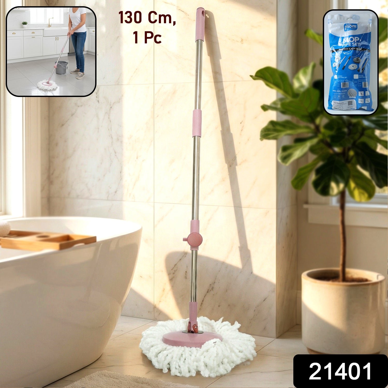 Turbo Spin Mop Pipe Set – Durable 130 cm Replacement Handle - Image 2