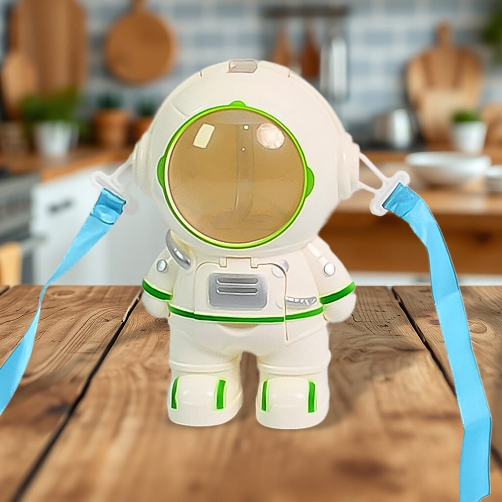 Kids Astronaut Water Bottle – Fun Sipper with Straw & Strap | MixologyPro
