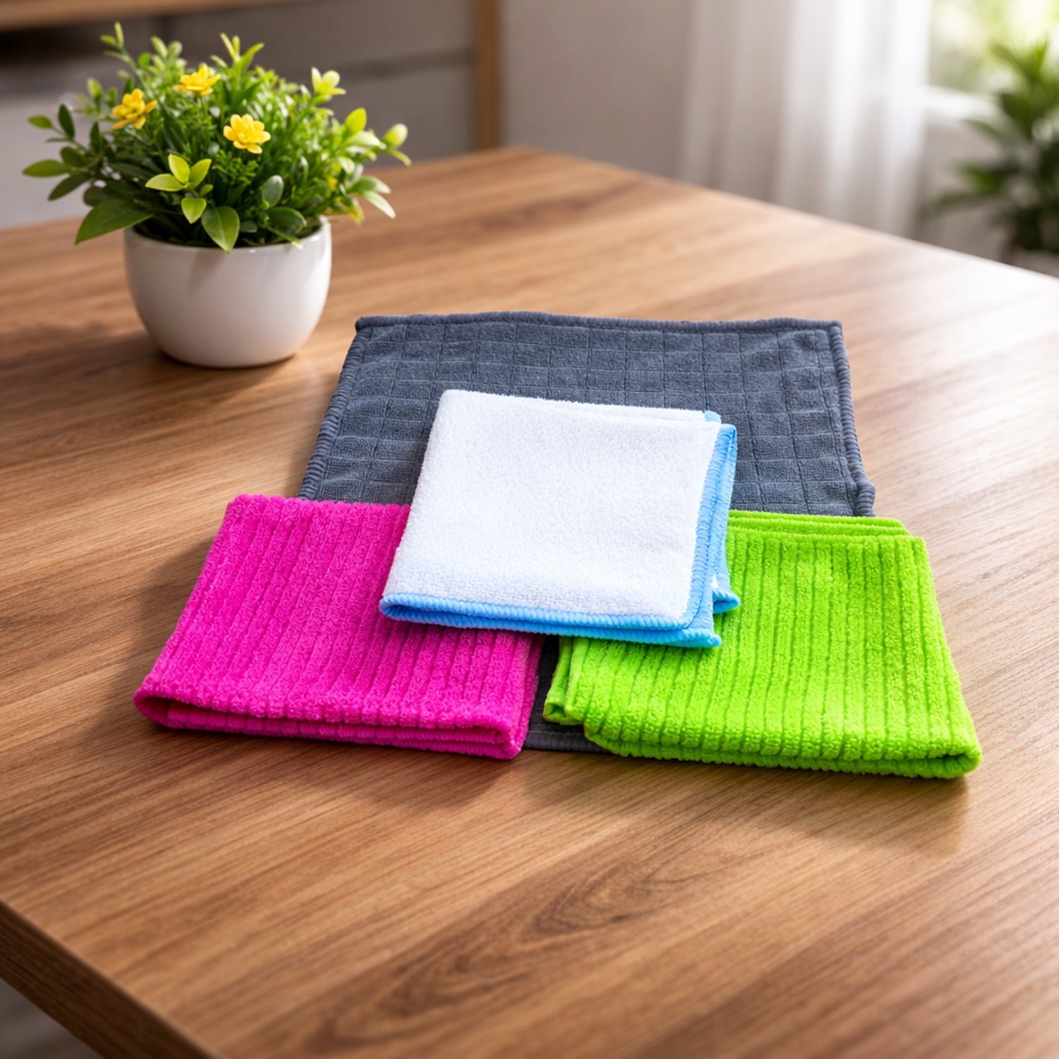Microfiber Cleaning Cloth - 4 Pieces for Home & Car Use - Image 2