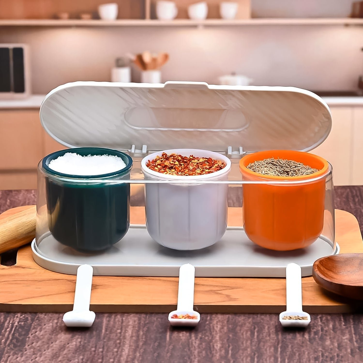 Spice Box - 3-Grid Masala Storage with Spoons | Tidy Table - Image 4