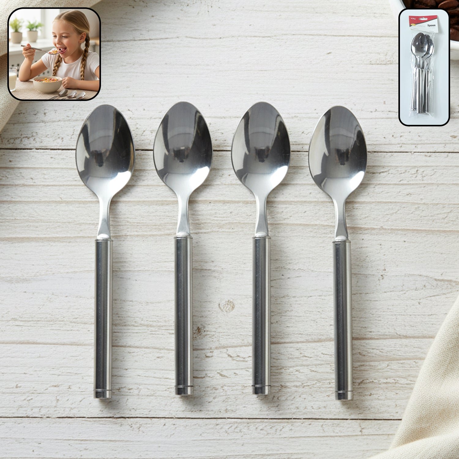 Stainless Steel Dinner Spoon Set – Durable, Elegant & Reusable