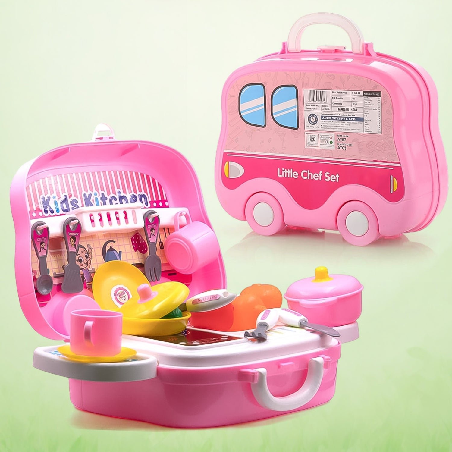 Kids Kitchen Play Set - 23-Piece Portable Pretend Play | Aditi