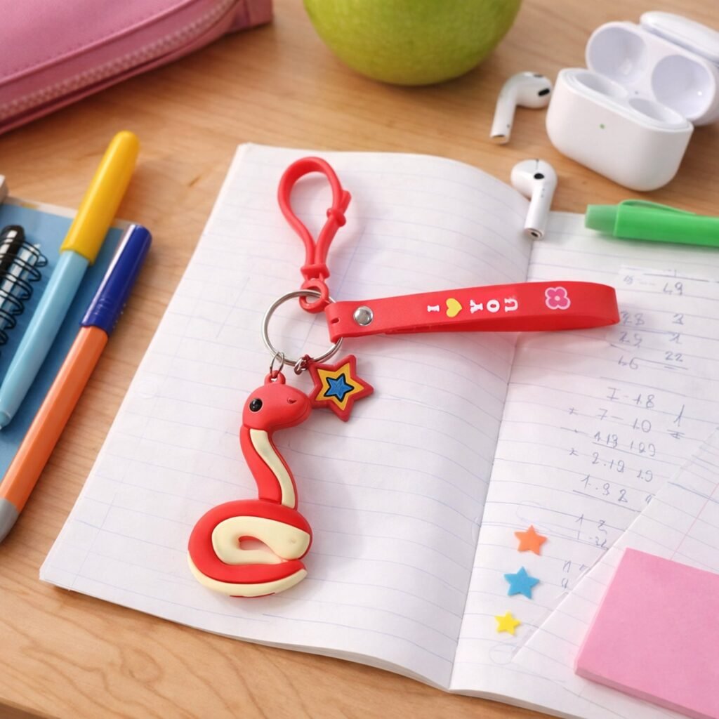 Snake Shape Keychain – Cute Strap & Hook Clip for Kids