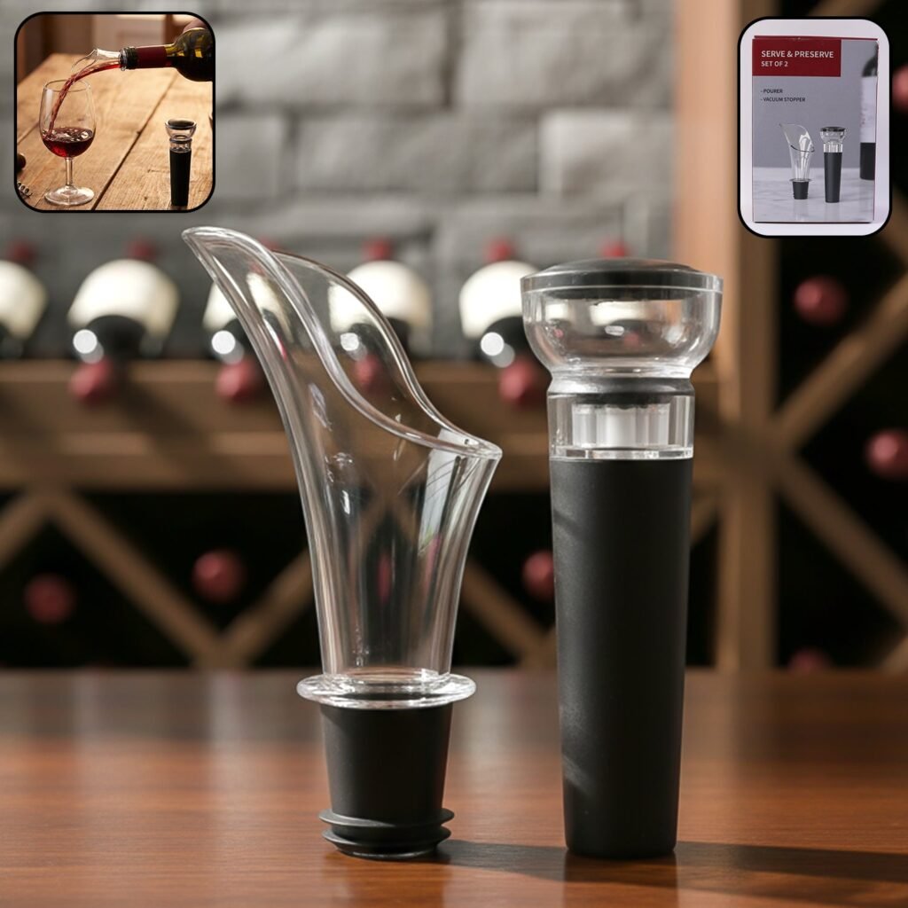 Wine Pourer & Vacuum Stopper Set – Drip-Free Pour & Freshness