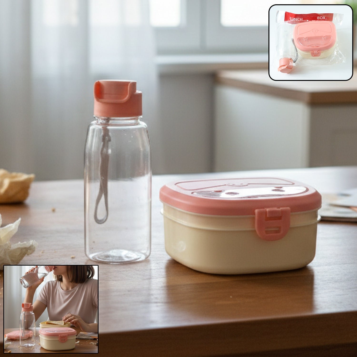 Plastic Lunch Box Set – Secure Lock Lid & Dual Compartments - Image 3