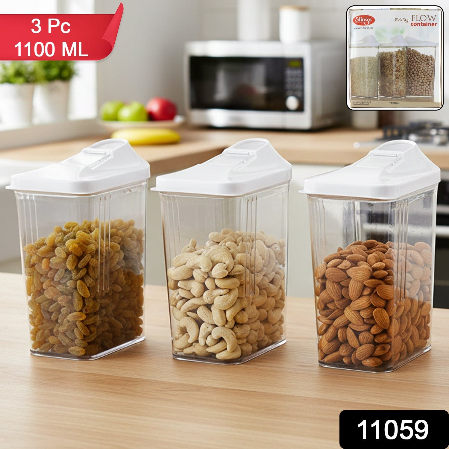 Airtight Storage Containers – Easy Flow 1100 ML (3 Pc Set) - Image 2