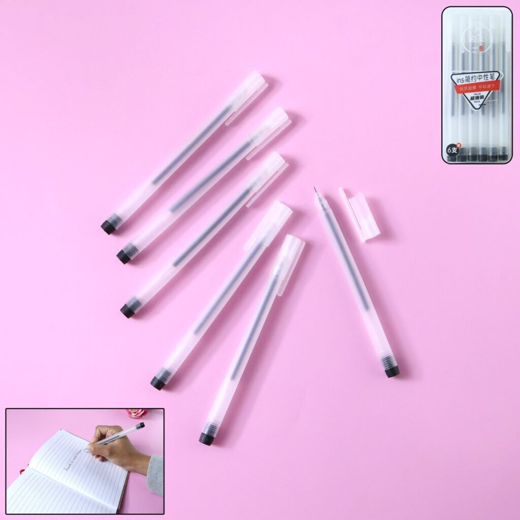 Black Gel Pens Set of 6 – Transparent, Smooth Writing