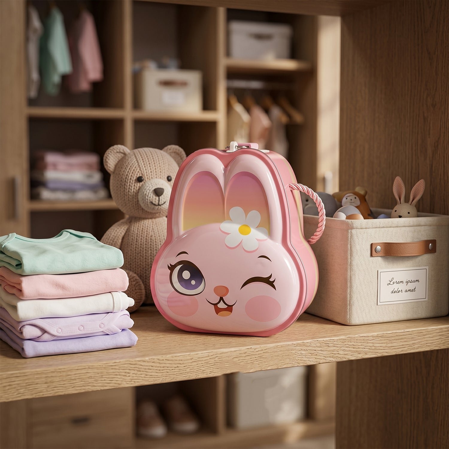 Kids Safe Lockable Bunny Piggy Bank – Fun & Durable Savings Toy - Image 5