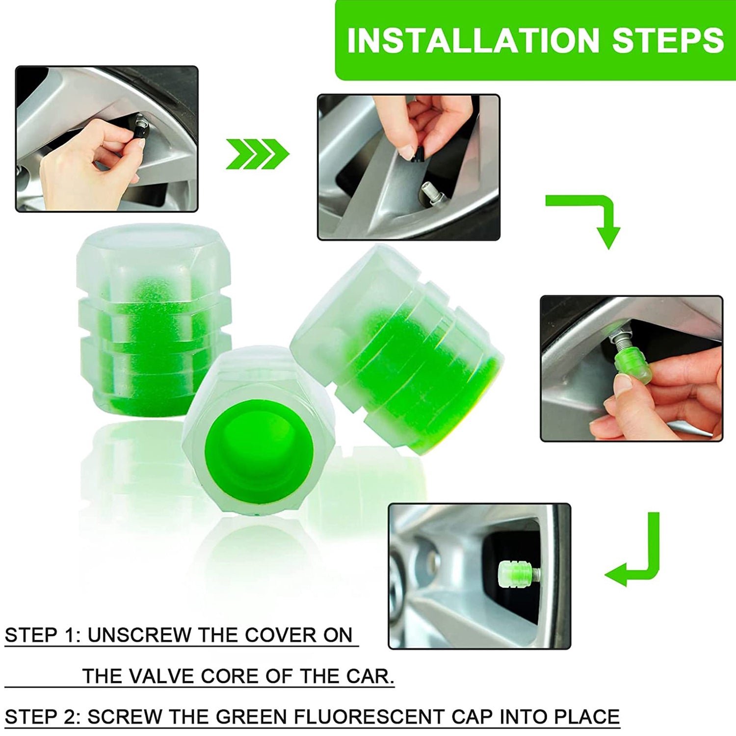 Luminous Tyre Valve Caps – Glow-in-Dark, Universal Fit | RaceVault - Image 7