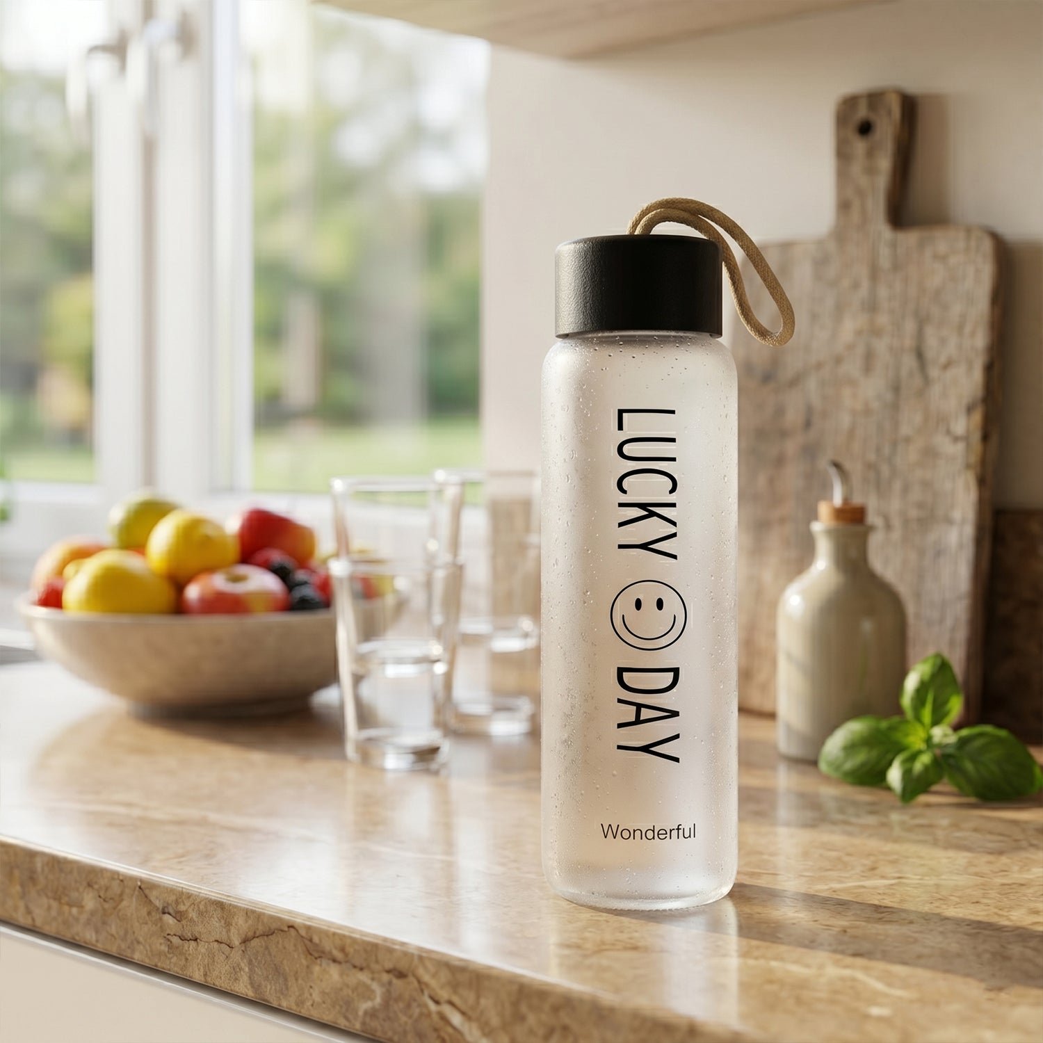 Frosted Glass Water Bottle – Leakproof & Travel-Friendly Design - Image 5