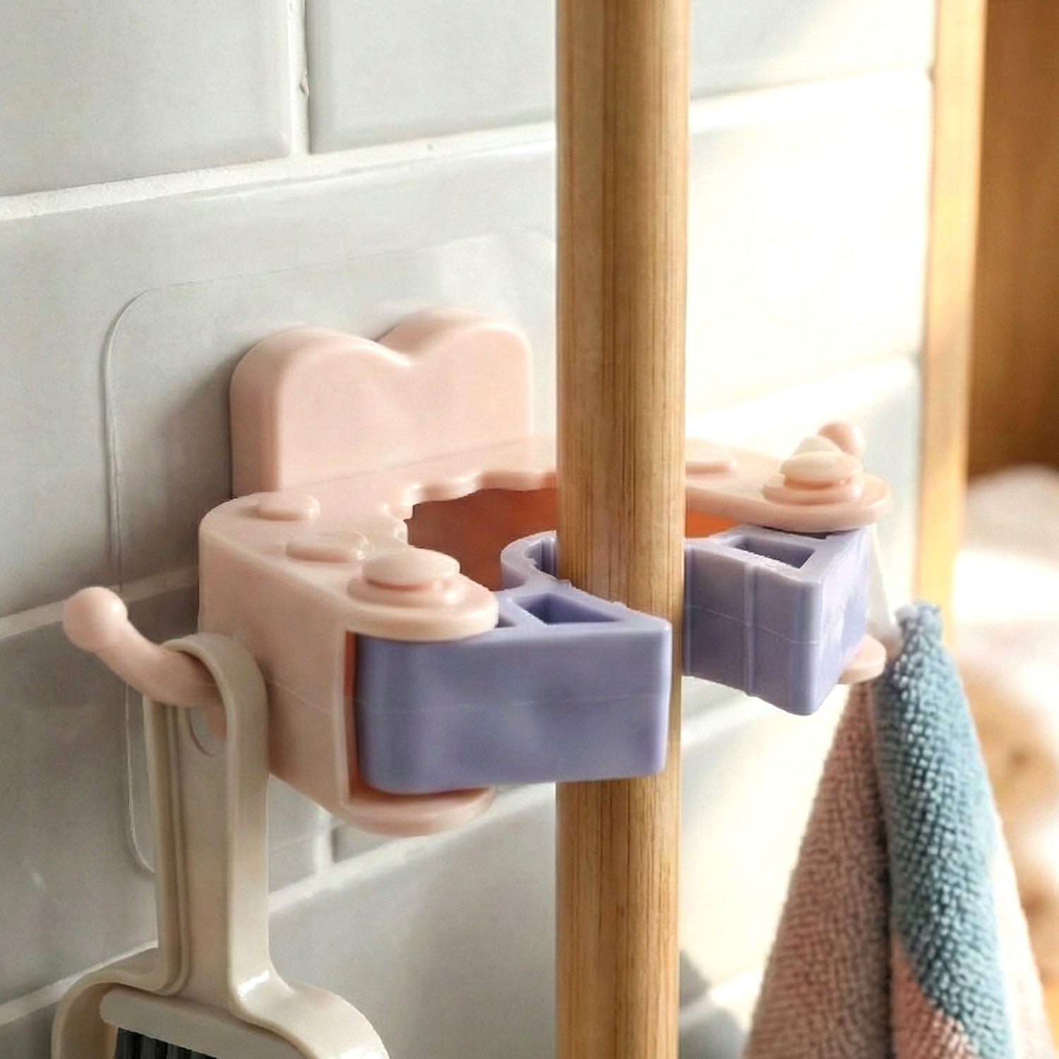 Broom & Mop Holder Clips – Strong Adhesive 4-Pc Wall Storage Set - Image 4