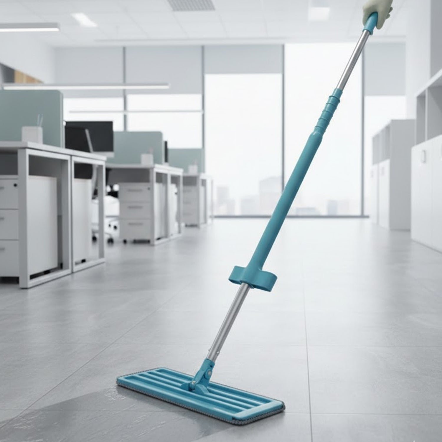 Flat Floor Cleaning Mop – Long Handle & Slim Rectangular Head - Image 3