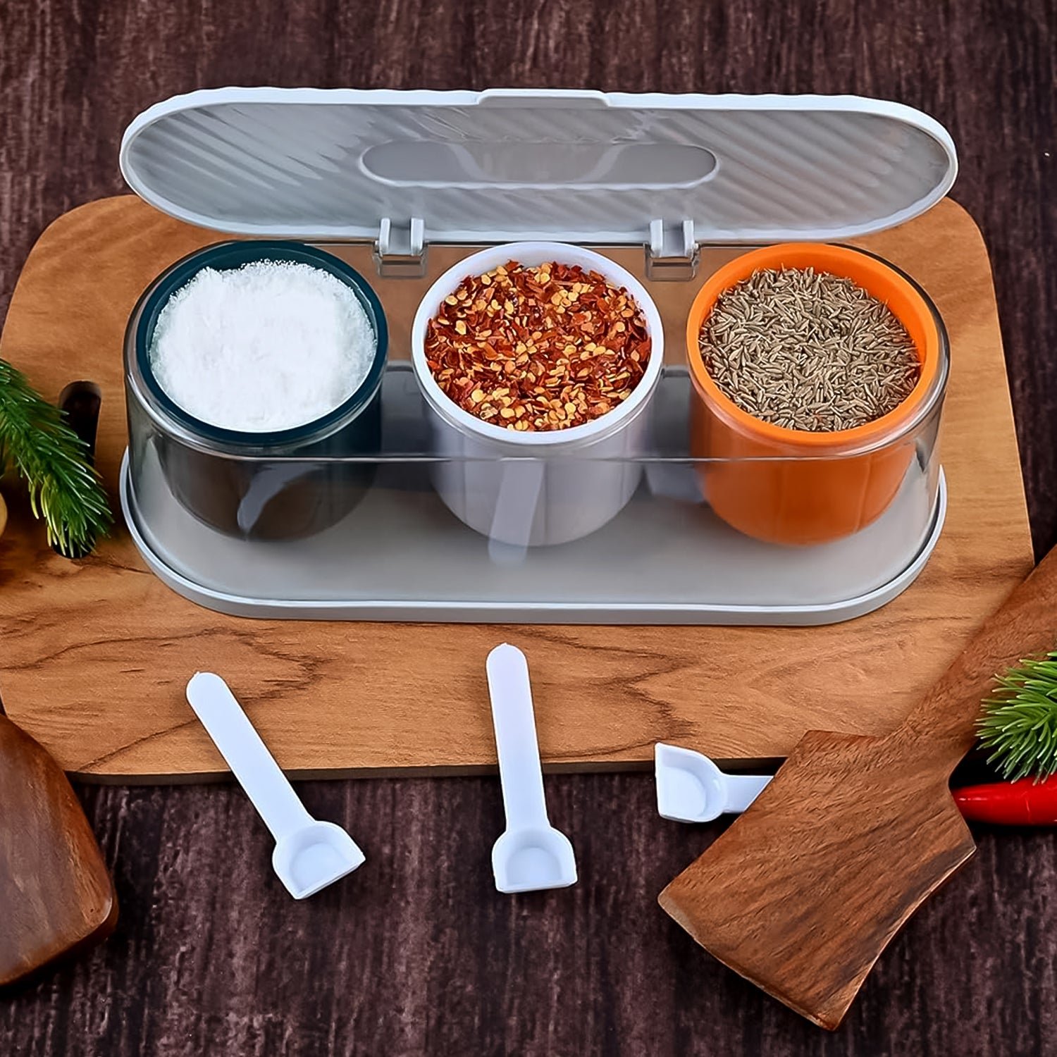Spice Box - 3-Grid Masala Storage with Spoons | Tidy Table - Image 6