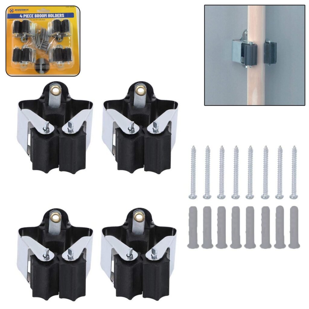 Wall Mount Mop Holder - No-Slide Grip for Home & Garage | GlimmerHome