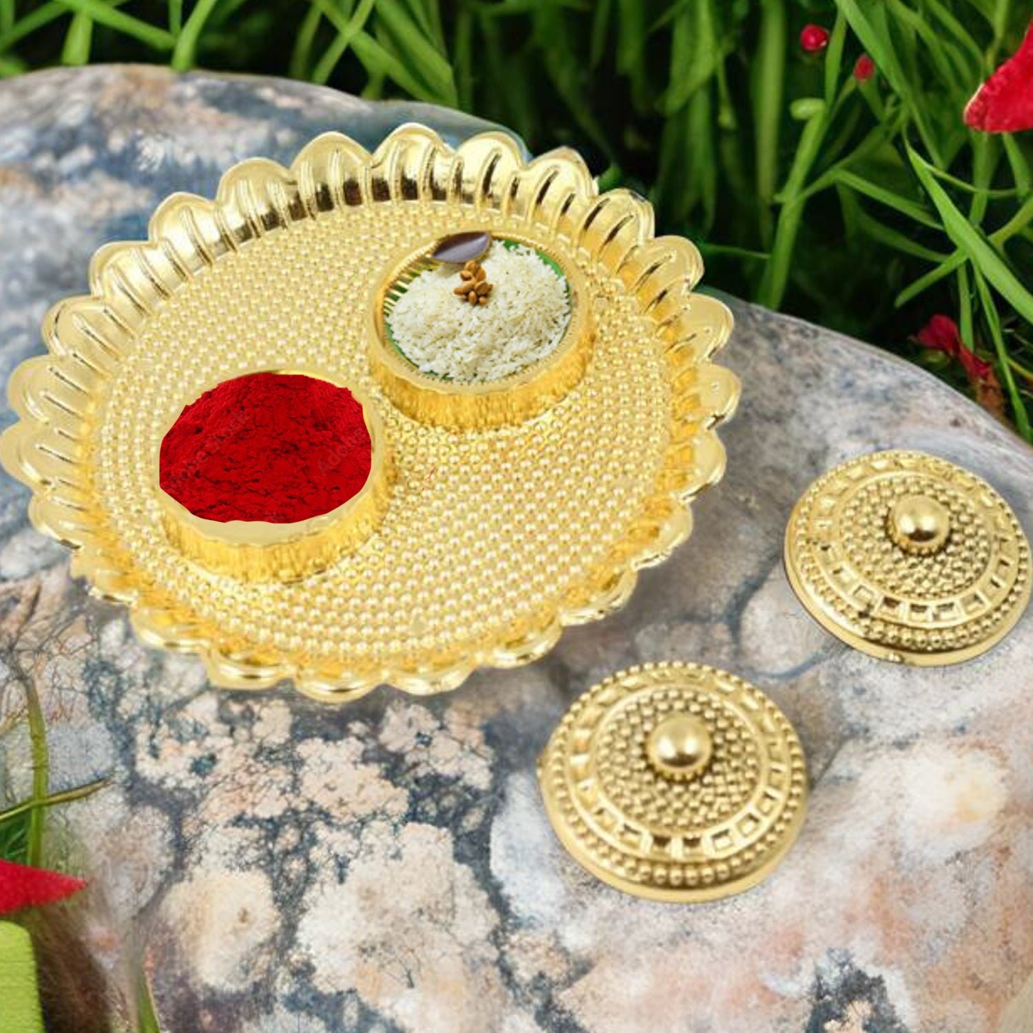 Puja Thali – Round Kumkum Holder for Festivals & Gifts | Indo Glow - Image 3