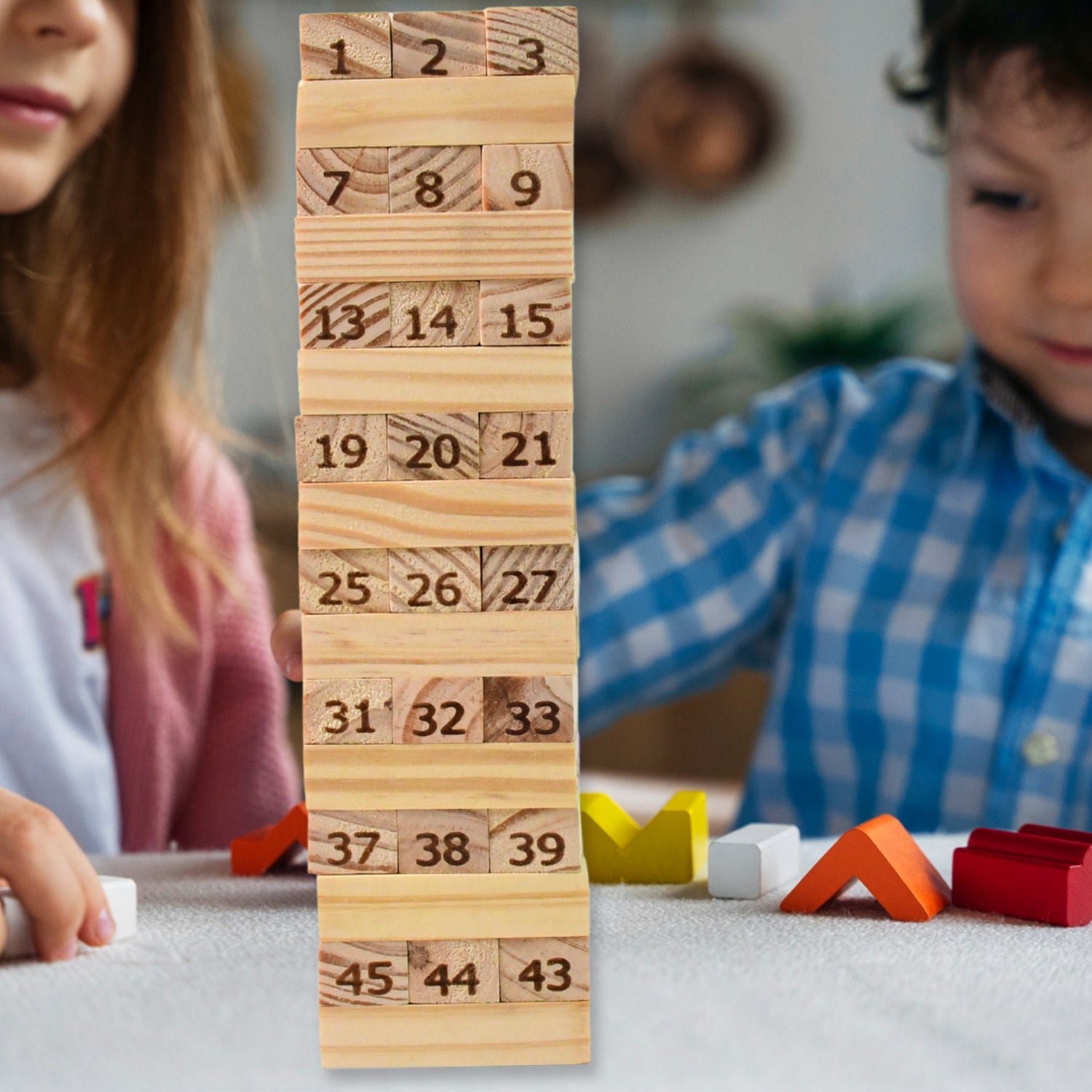 Wooden Tumbling Tower Game - 48pc Family Stacking Blocks | Puzzle Vista - Image 3