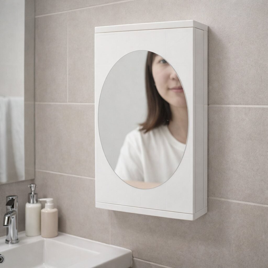 Rotating Bathroom Mirror Cabinet – Space Saving Wall Storage