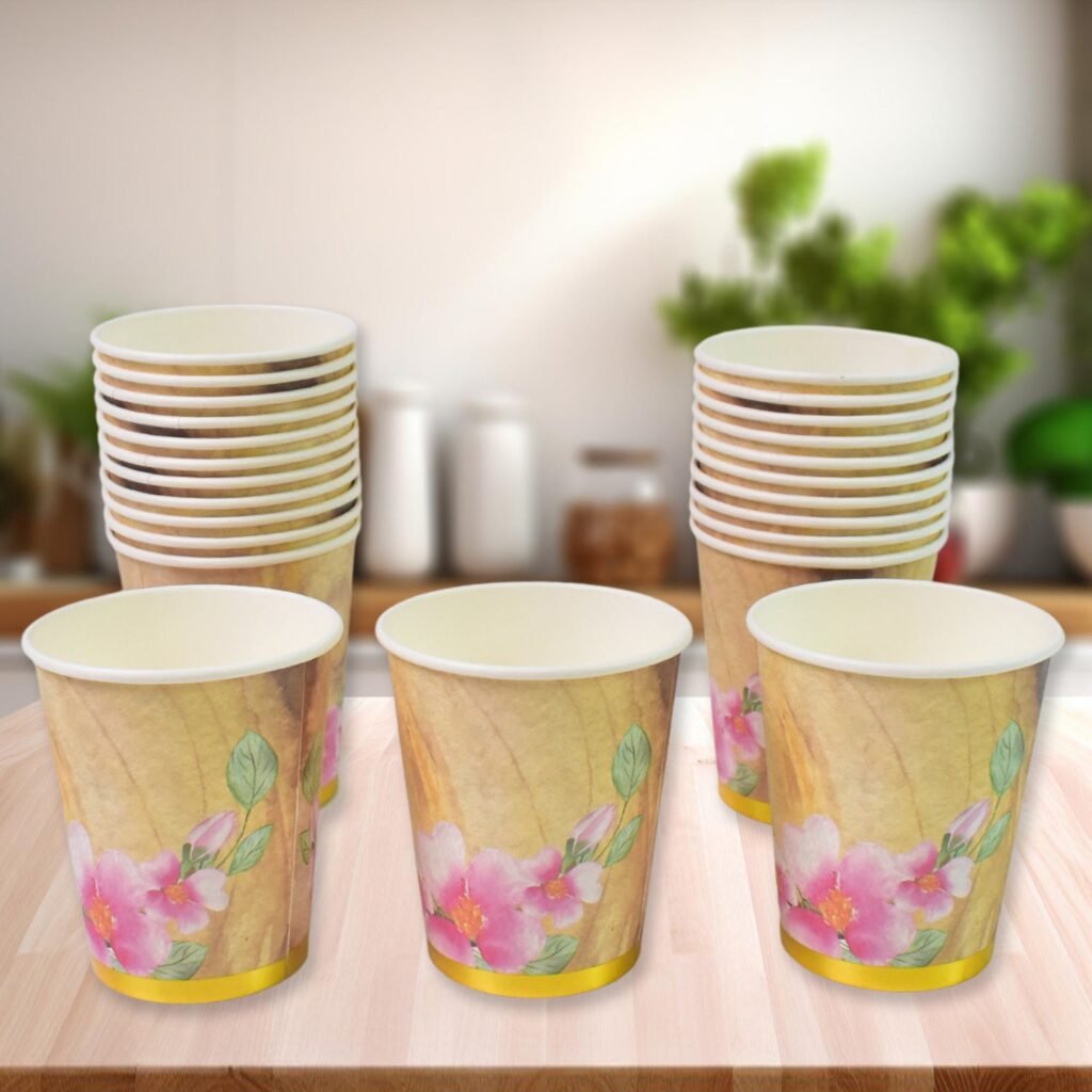 Disposable Paper Cups - Mixed Design 24 Pcs | Papezo