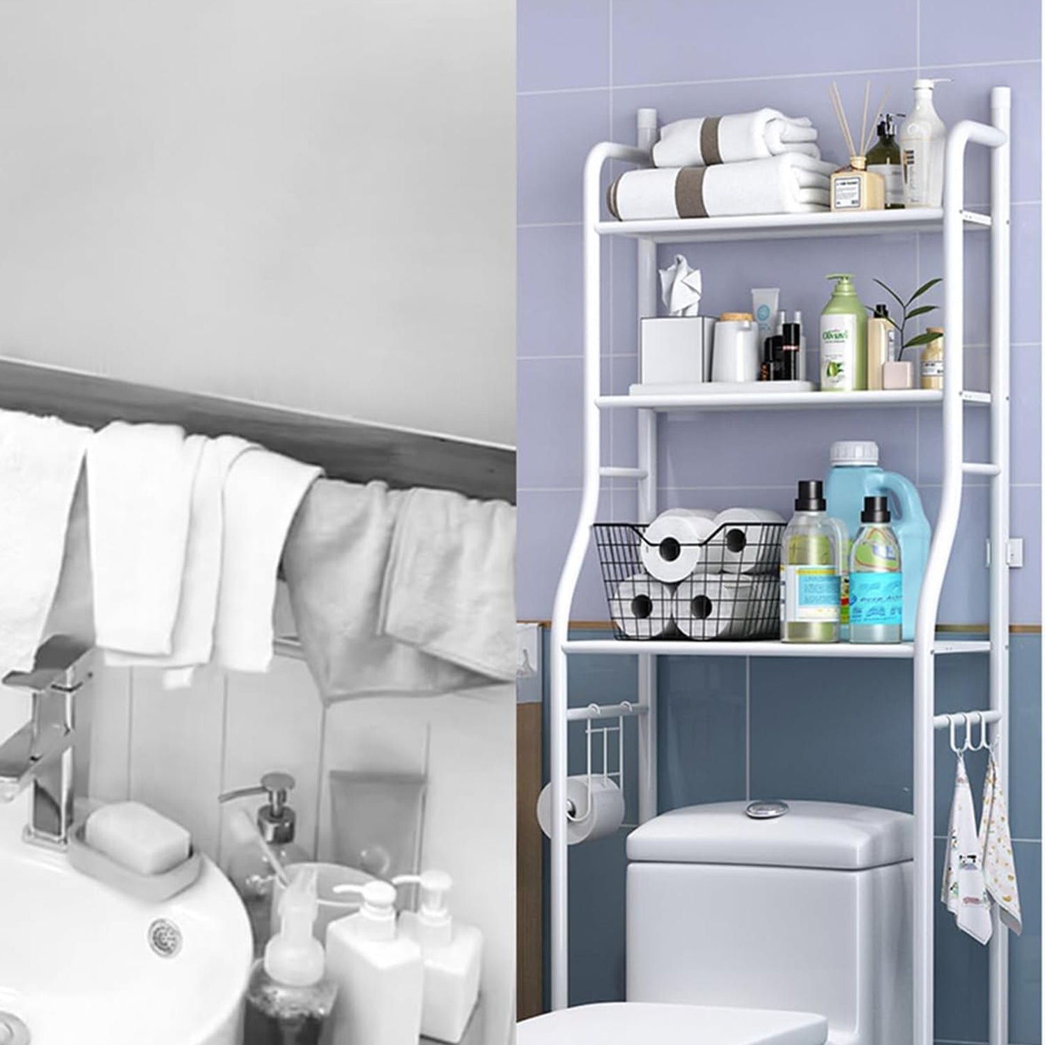 Over Toilet Storage Rack – Space-Saving Metal Shelf | Bathora