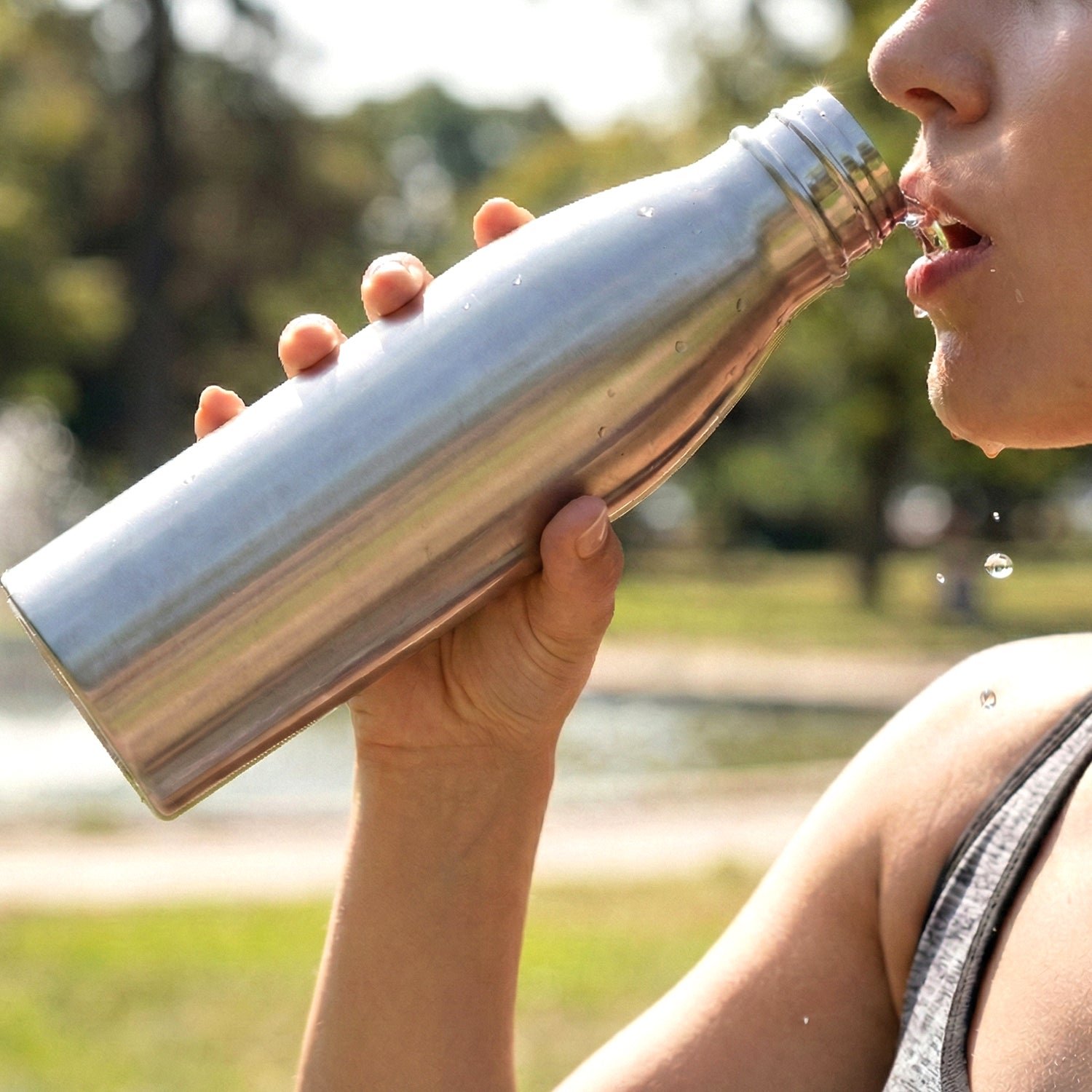 Stainless Steel Water Bottle 1000 ML – Leakproof with Carry Strap - Image 3