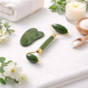 Jade Face Roller & Gua Sha Set &ndash; Skin Care & Relaxation Tool