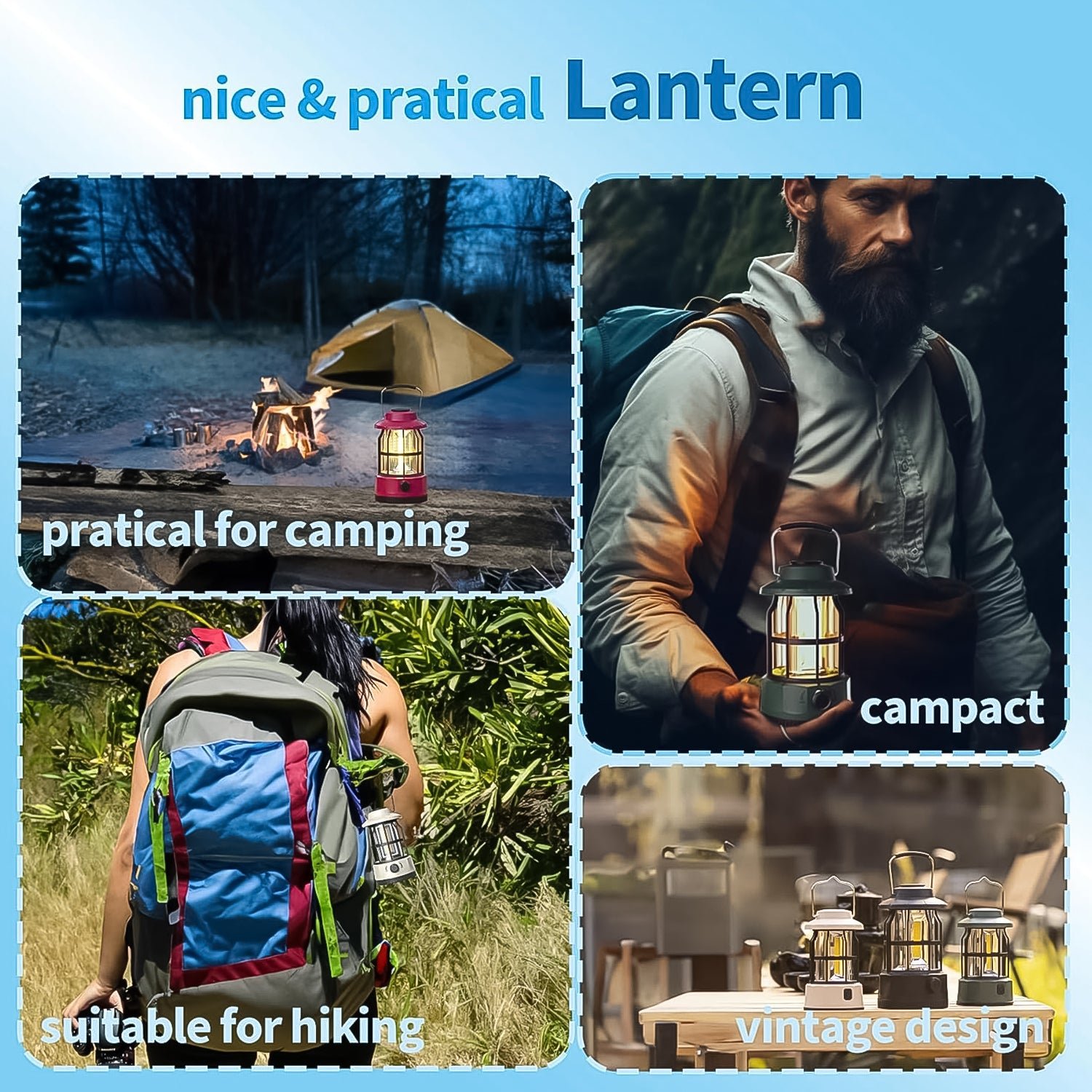 Rechargeable LED Camping Lantern - Retro Dimmable Light | Garden Vera - Image 4