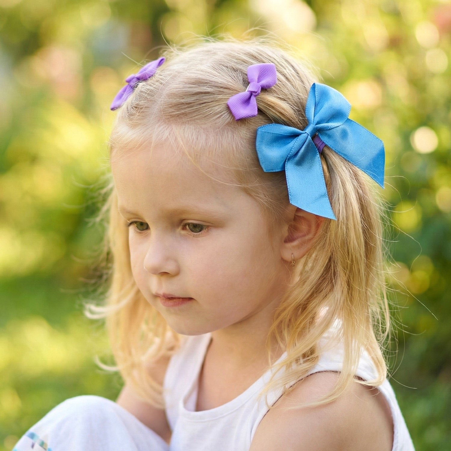 Satin Ribbon Bow Hair Clips – Elegant 3 Pc Girls' Set - Image 3
