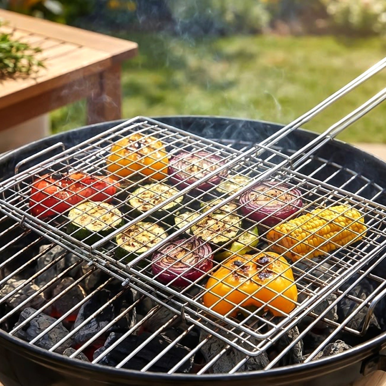 Heavy-Duty Stainless Steel BBQ Grill Basket – Long Handle & Durable Construction - Image 3