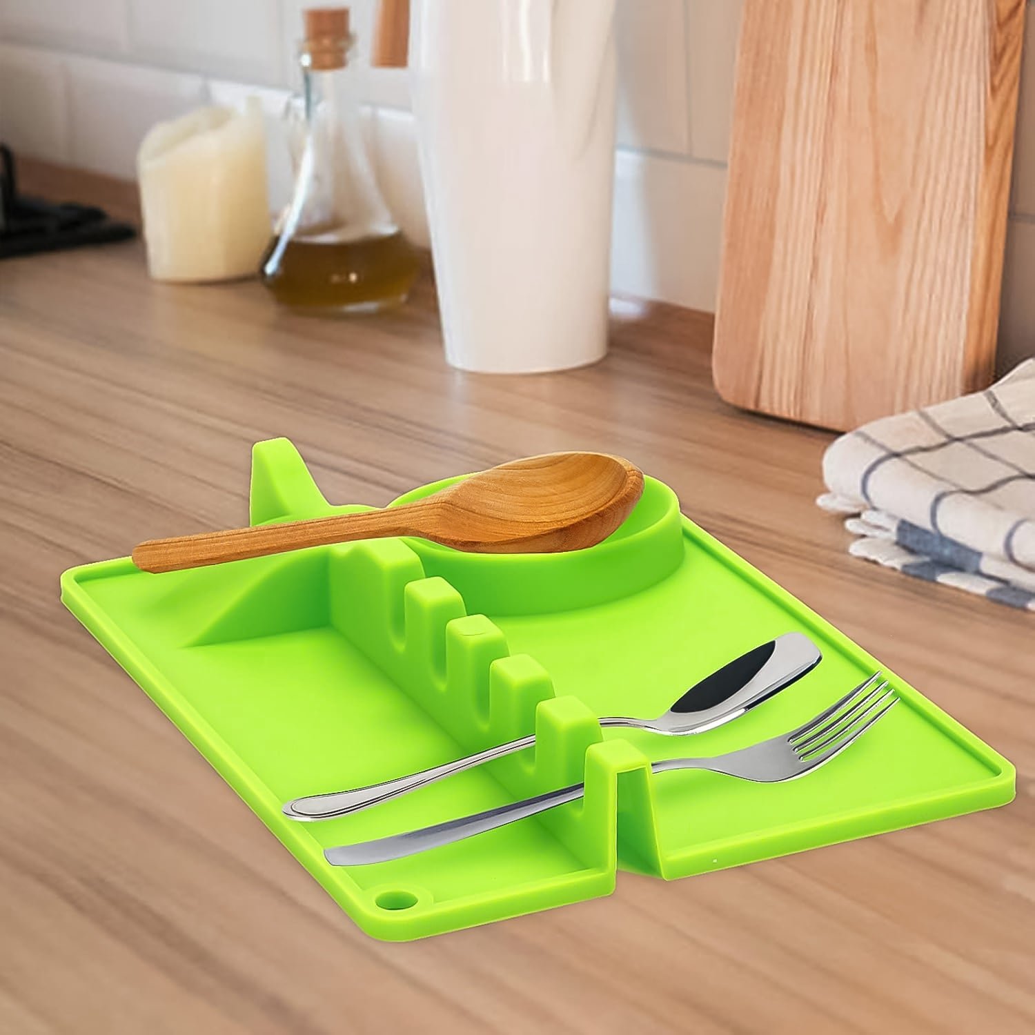 Silicone Spoon Rest - 4-Slot Utensil Holder & Spatula Rack | Quickslice - Image 3