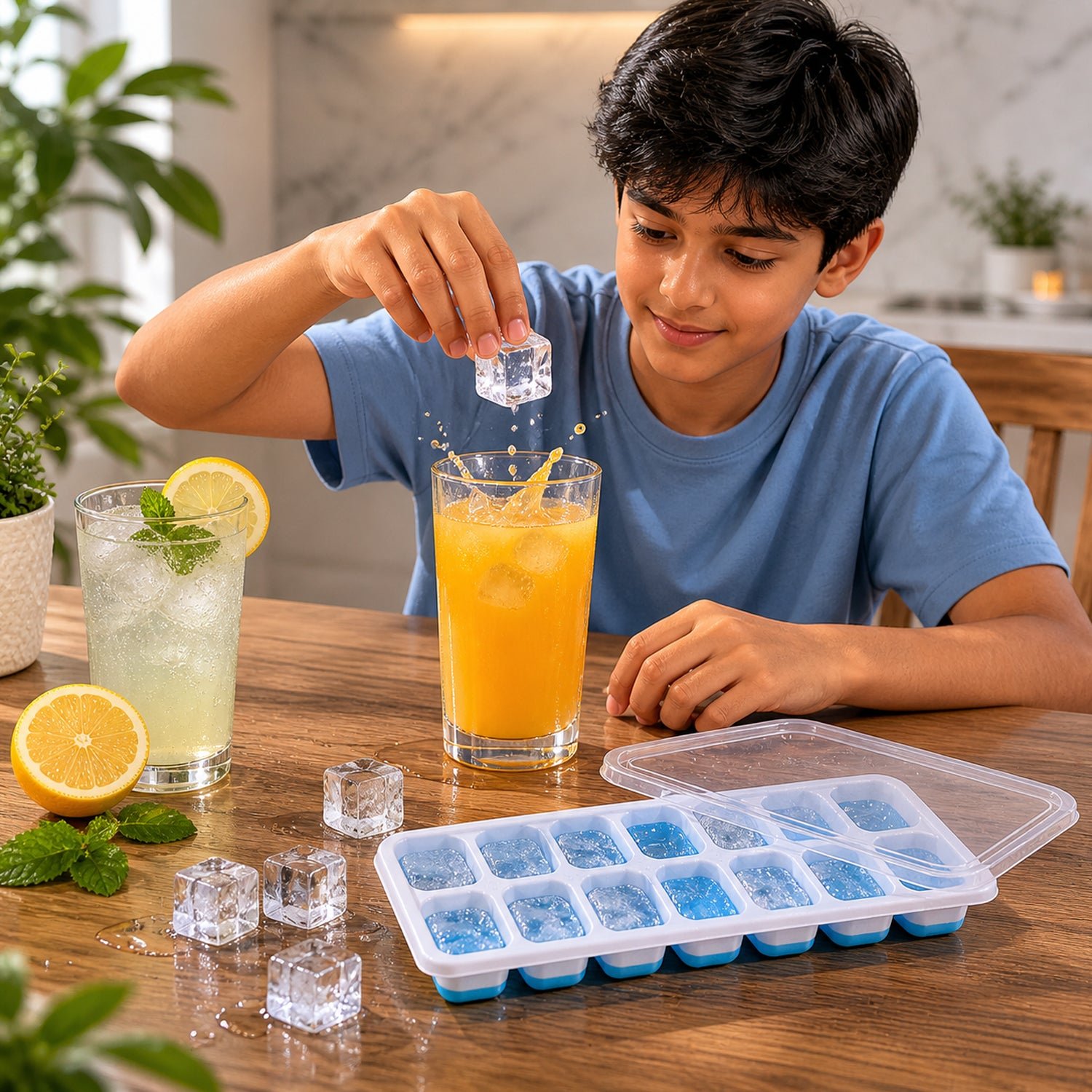 Multipurpose Plastic Ice Cube Tray – 14-Grid with Lid for Easy Freezing - Image 3