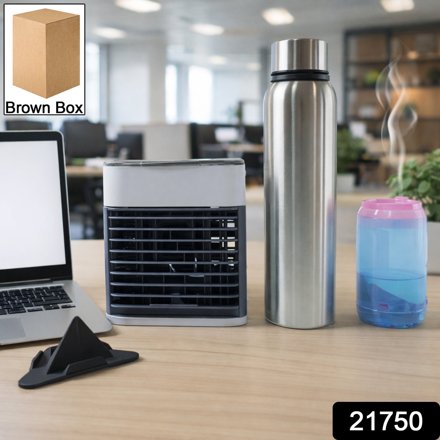 Office Essentials Combo Set – Mini Air Cooler & Water Bottles - Image 2
