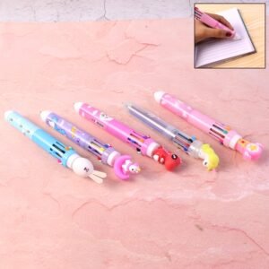 10-in-1 Multicolor Ball Pen &ndash; Smooth Writing with Cute Character Design