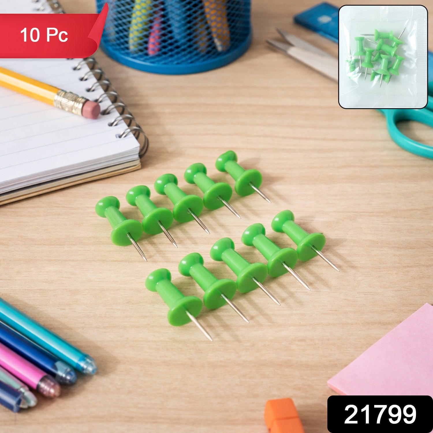 Green Push Pins – Strong Metal & Easy Grip for Notice Boards - Image 2